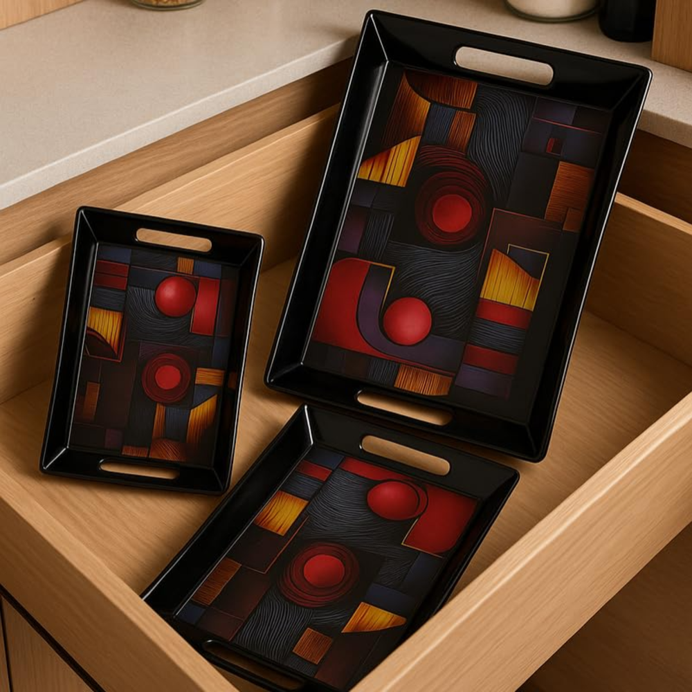 Comfy Homes Durable Multi-Use Premium Printed Rectangular Melamine Serve Ware