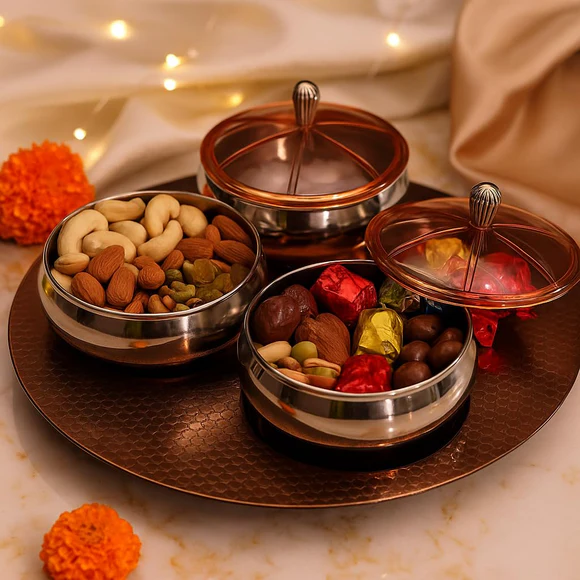 Comfy Homes Rose Gold - 3 in 1 Dry Fruit Container