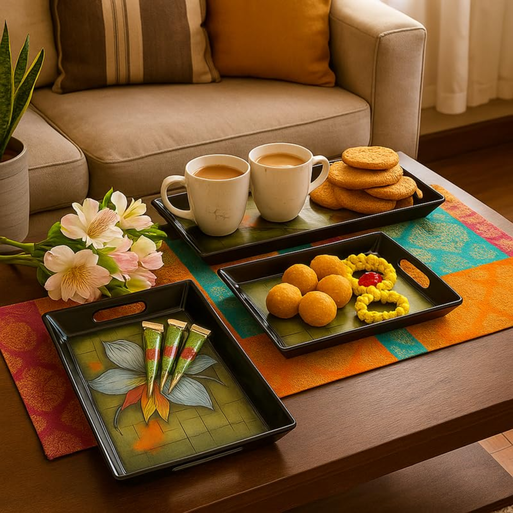 Comfy Homes Durable Multi-Use Premium Printed Rectangular Melamine Serve Ware
