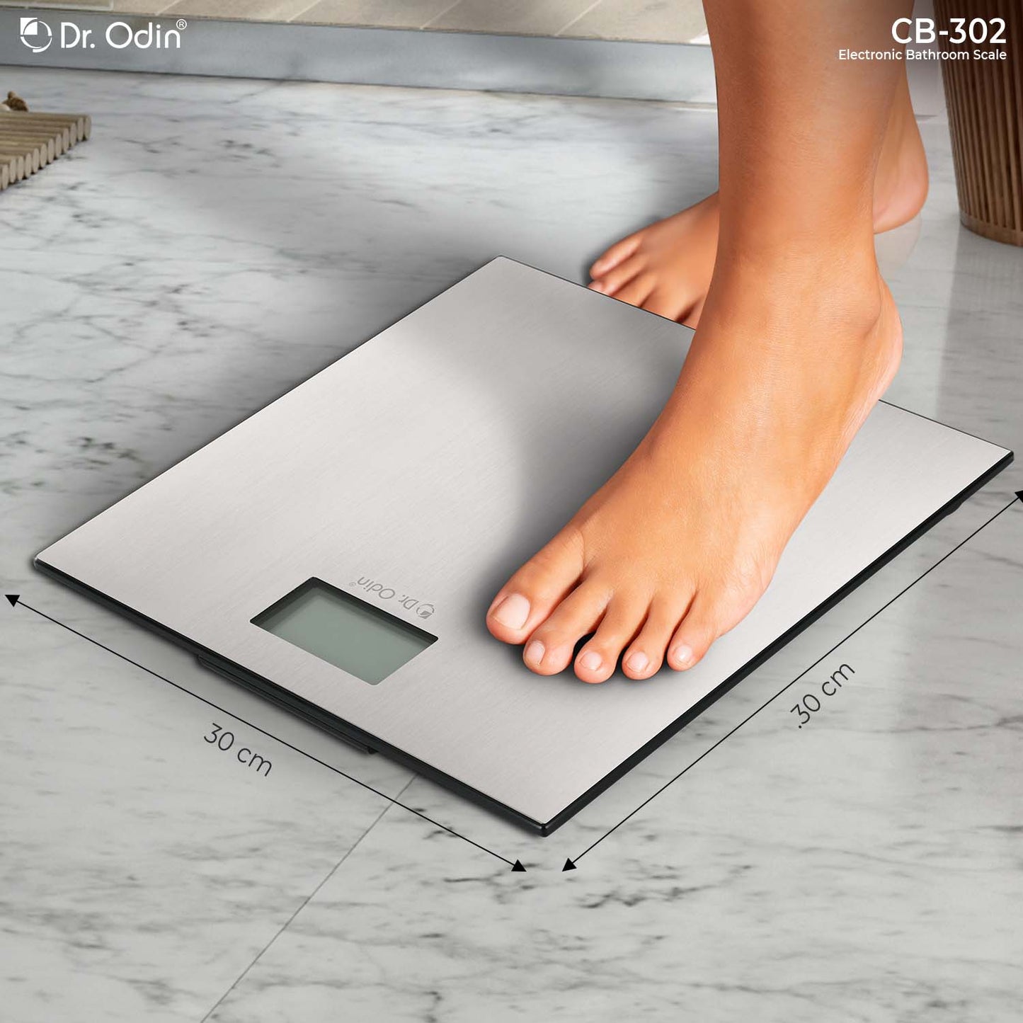 Dr. Odin CB-302 Weighing Scale- Bathroom Scale with LCD display & Auto-on technology (White)