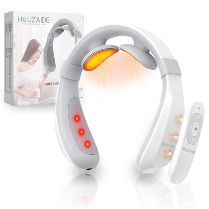 Houzaide Electric Pulse Neck Massager for Neck Pain relief, Cervical Pain Relief With Heat & TENS pulse, Rechargeable Deep Tissue