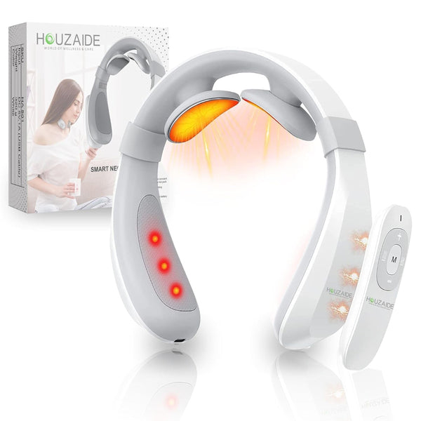 Houzaide Electric Pulse Neck Massager for Neck Pain relief, Cervical Pain Relief With Heat & TENS pulse, Rechargeable Deep Tissue