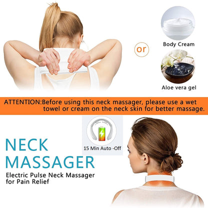 Houzaide Electric Pulse Neck Massager for Neck Pain relief, Cervical Pain Relief With Heat & TENS pulse, Rechargeable Deep Tissue