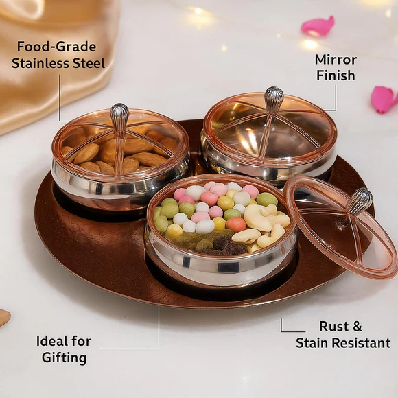 Comfy Homes Rose Gold - 3 in 1 Dry Fruit Container