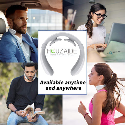 Houzaide Electric Pulse Neck Massager for Neck Pain relief, Cervical Pain Relief With Heat & TENS pulse, Rechargeable Deep Tissue