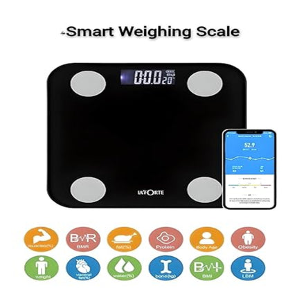 LA' FORTE Smart Digital Weighing Scale, Measure 12 Body Metrics, Bluetooth & App Connectivity