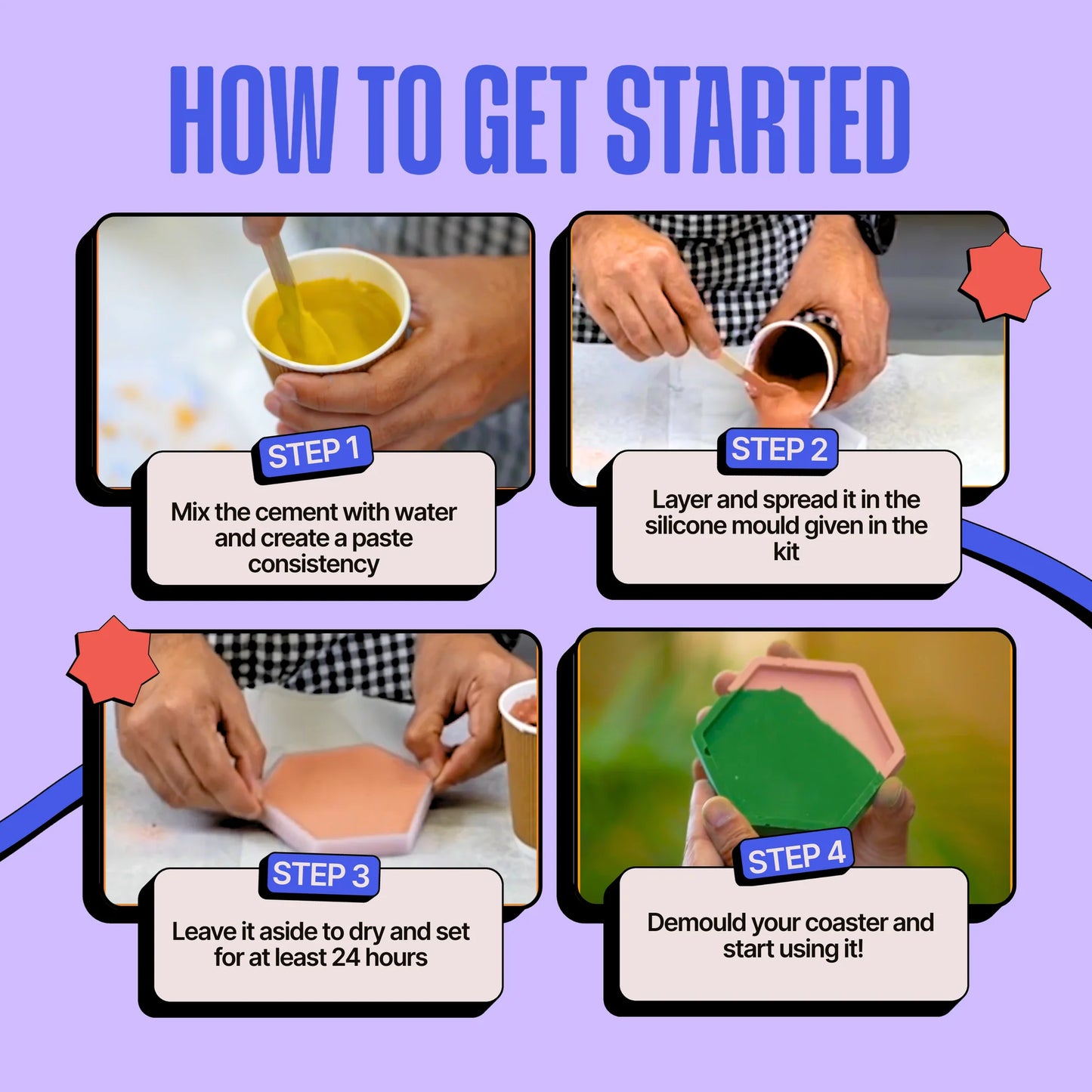 Kitsters DIY COMBO : Cement Trinket Tray Kit & DIY Cement Coaster Kit