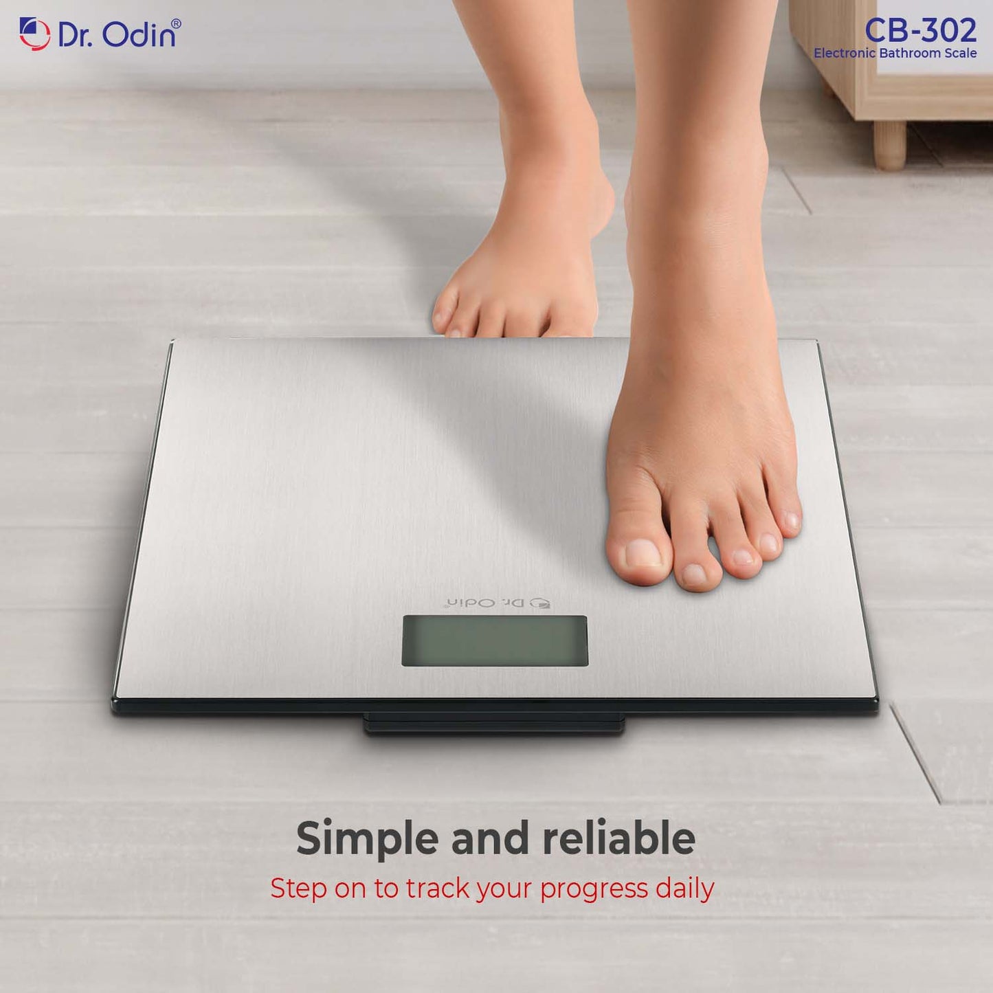 Dr. Odin CB-302 Weighing Scale- Bathroom Scale with LCD display & Auto-on technology (White)