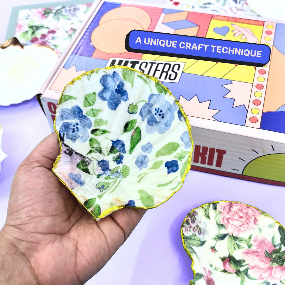 Kitsters DIY COMBO: Shell Candle Kit & DIY Decoupage Shells Kit