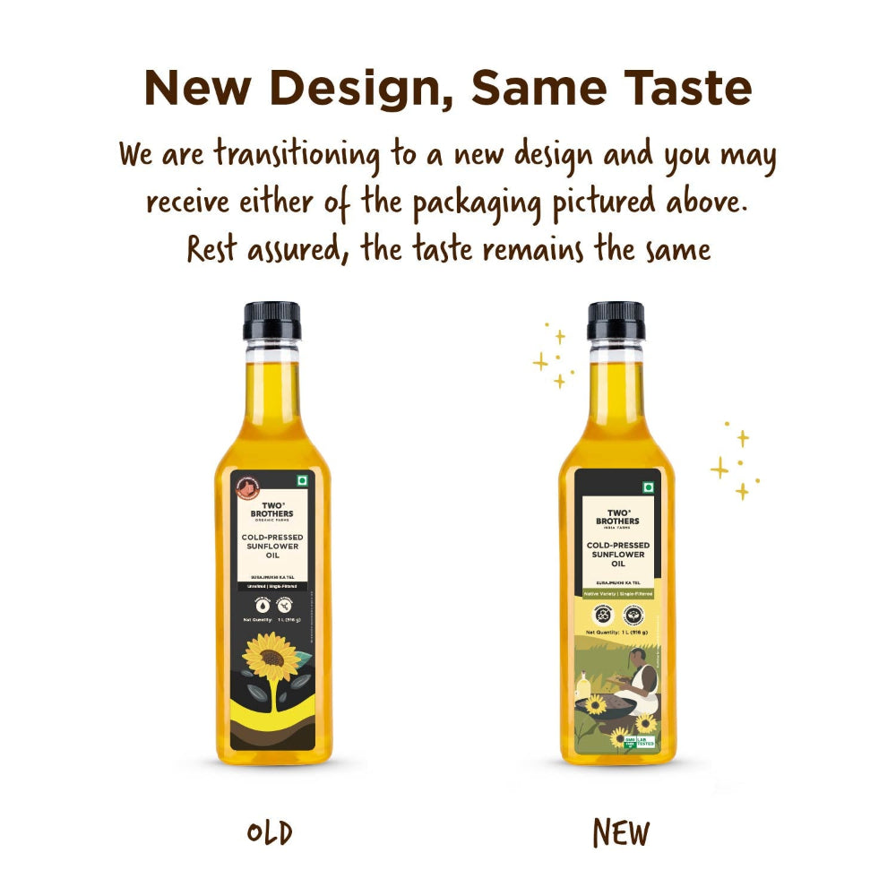 Two Brothers India Farms Sunflower Oil I Cold-Pressed-Plastic Bottle