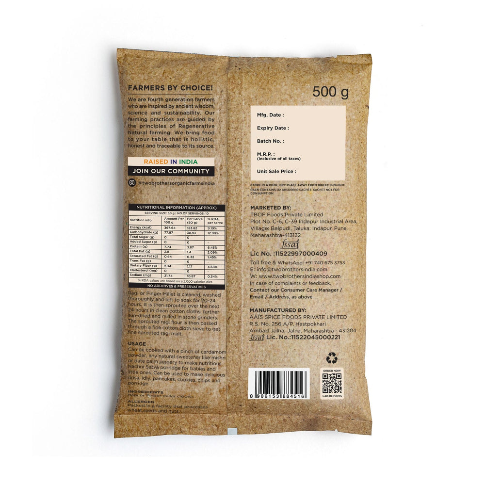 Two Brothers India Farms Sprouted Ragi Malt Nachni Satva