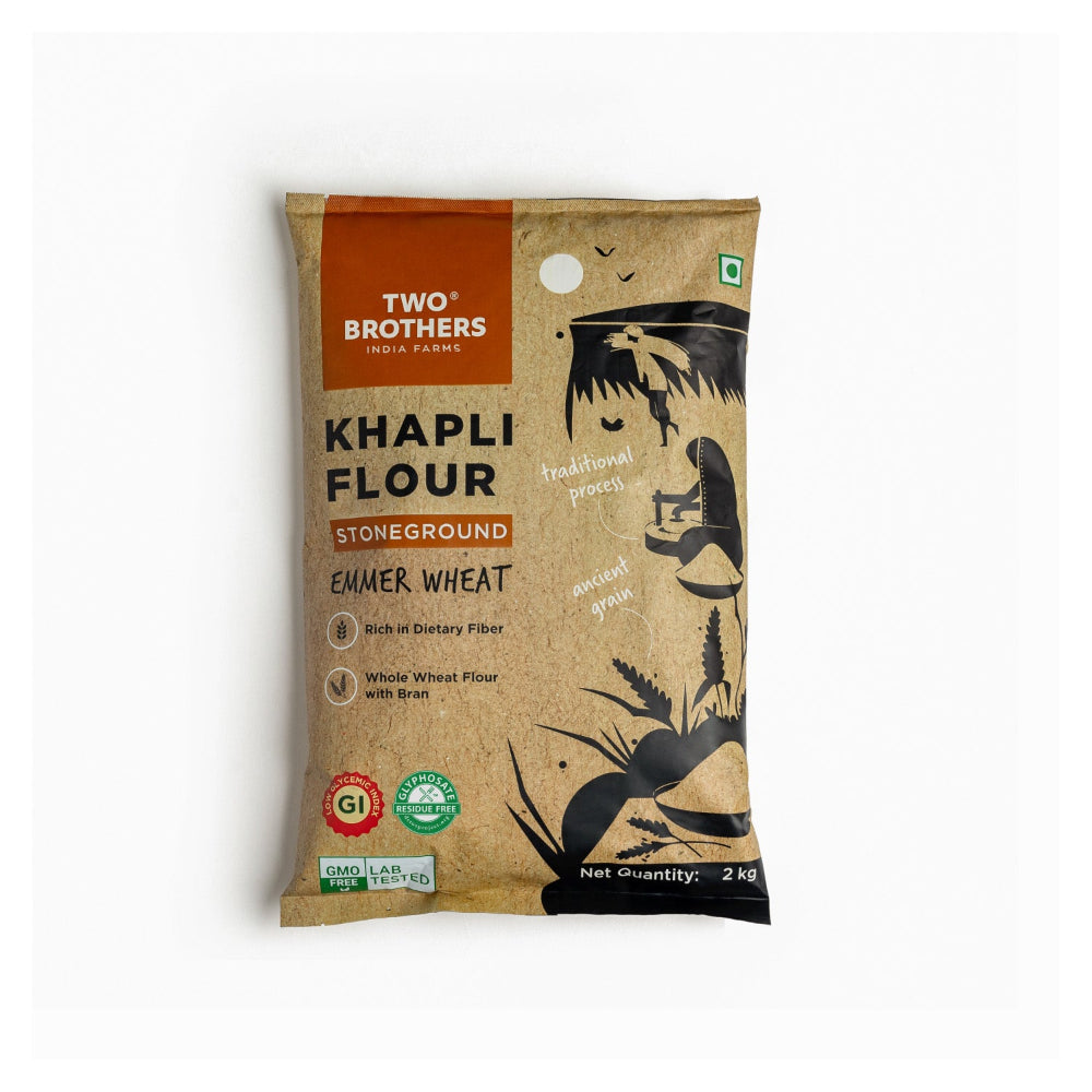 Two Brothers India Farms Khapli Wheat Atta (Emmer Wheat Flour) Atta Stone Ground