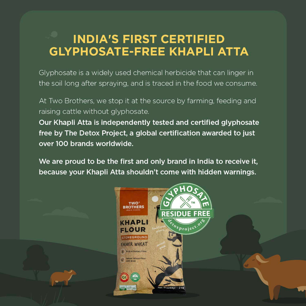 Two Brothers India Farms Khapli Wheat Atta (Emmer Wheat Flour) Atta Stone Ground