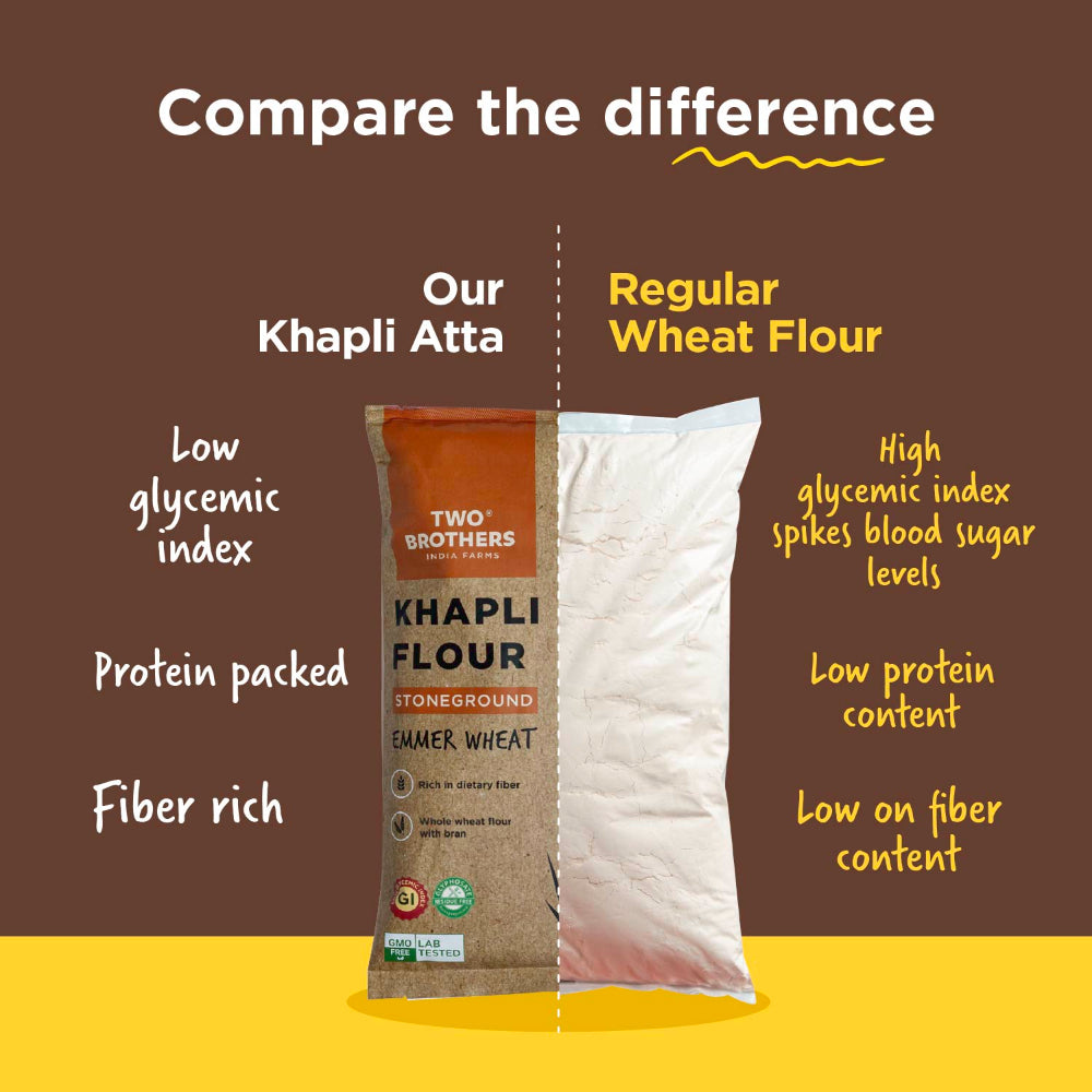 Two Brothers India Farms Khapli Wheat Atta (Emmer Wheat Flour) Atta Stone Ground