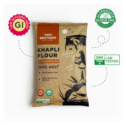 Two Brothers India Farms Khapli Wheat Atta (Emmer Wheat Flour) Atta Stone Ground