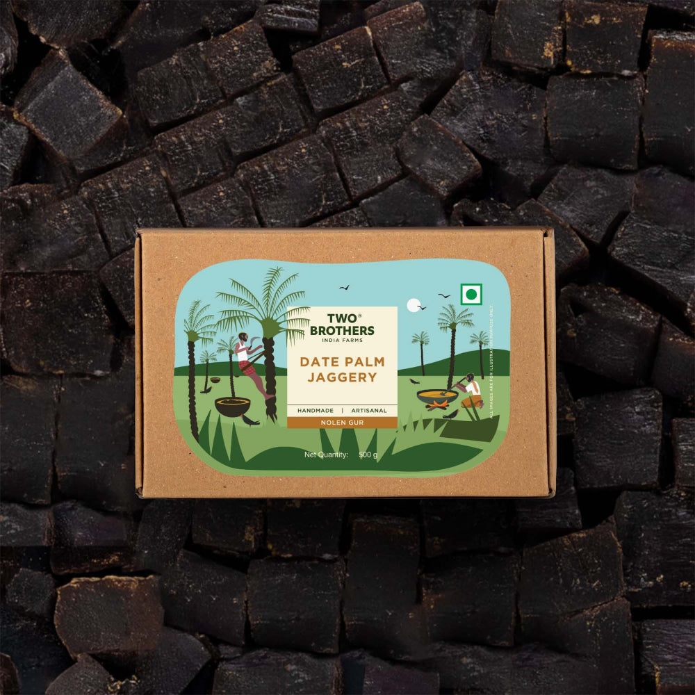Two Brothers India Farms Date Palm Jaggery Solid, Pure Date Palm Sap