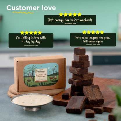 Two Brothers India Farms Date Palm Jaggery Solid, Pure Date Palm Sap