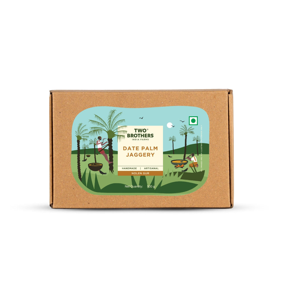 Two Brothers India Farms Date Palm Jaggery Solid, Pure Date Palm Sap