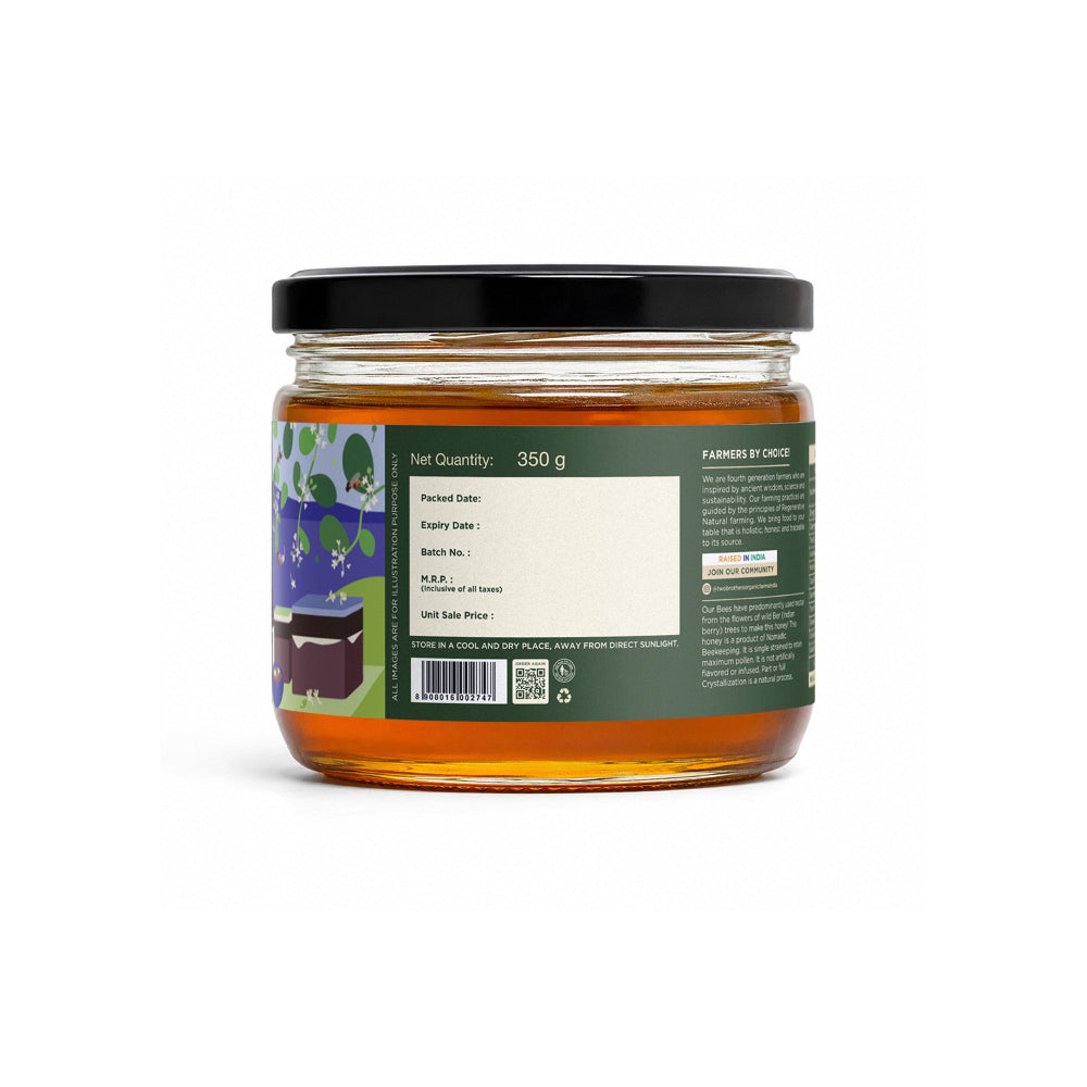 Two Brothers India Farms Indian Berry Honey, Raw Mono-Floral Unfiltered