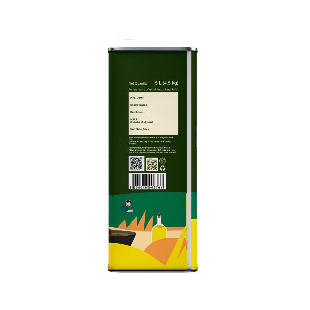 Two Brothers India Farms Groundnut Oil, Cold-Pressed, Single-filtered - Tin Can