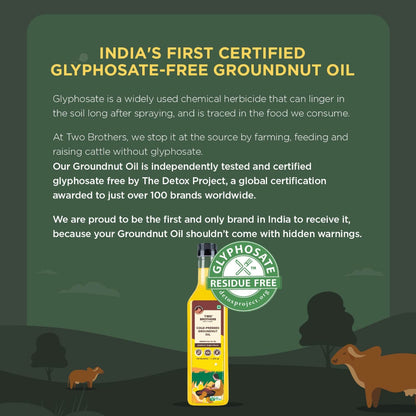 Two Brothers India Farms Groundnut Oil, Cold-Pressed, Single-filtered - Tin Can