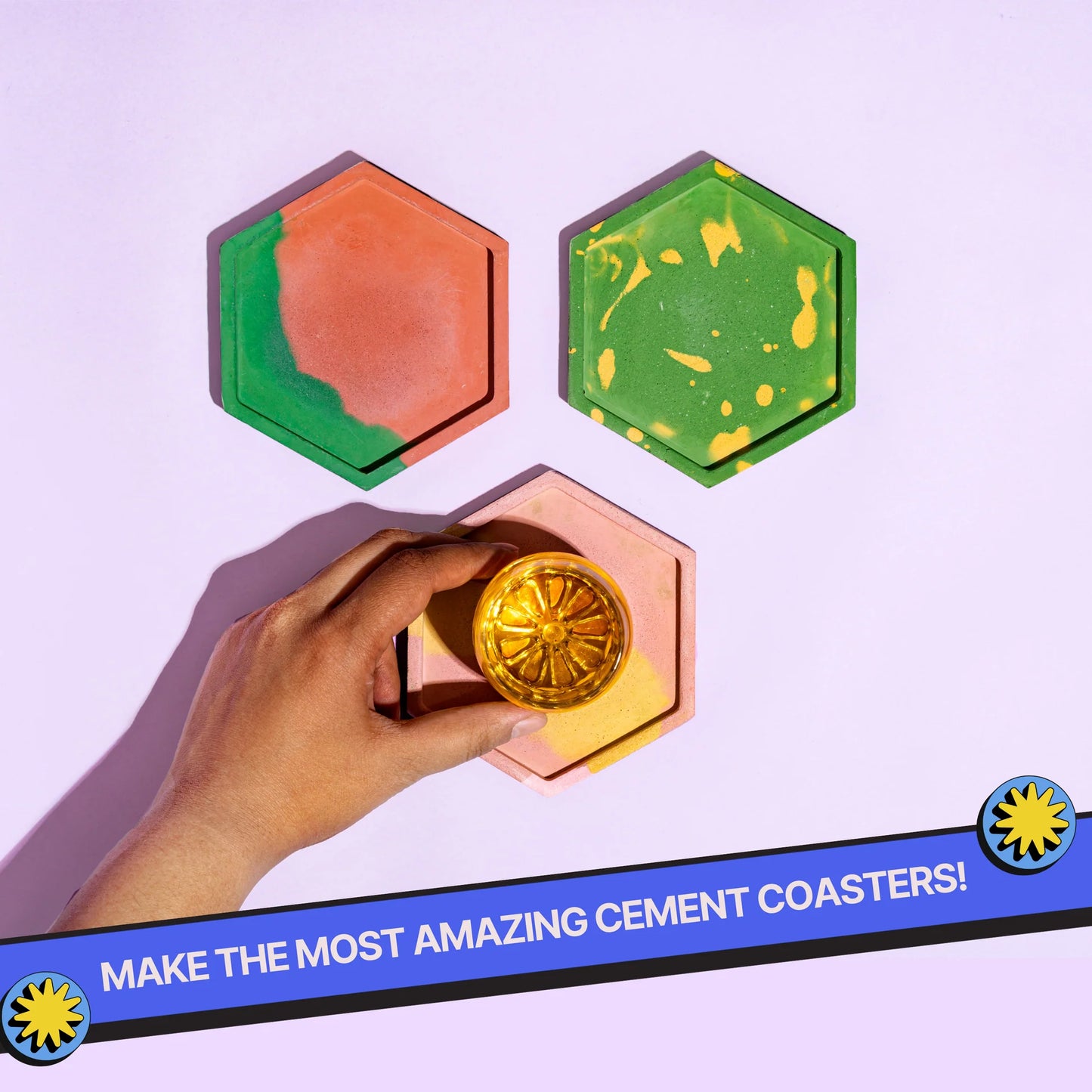 Kitsters DIY COMBO : Cement Trinket Tray Kit & DIY Cement Coaster Kit