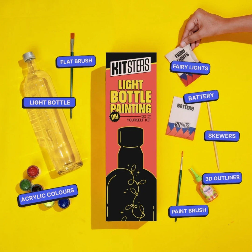 Kitsters DIY Painting Starter Pack: Mini Painting Kit, Light Bottle Painting Kit & Tote Bag Painting Kit