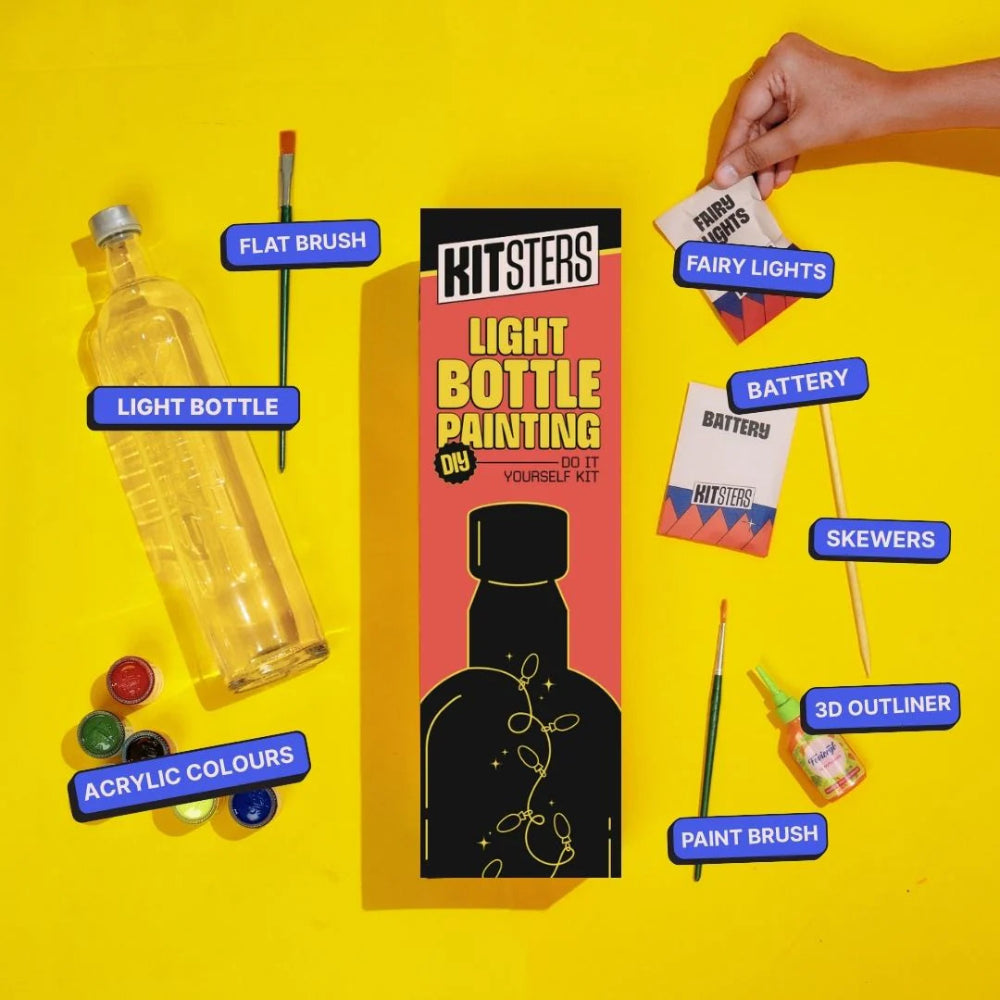 Kitsters DIY Painting Starter Pack: Mini Painting Kit, Light Bottle Painting Kit & Tote Bag Painting Kit
