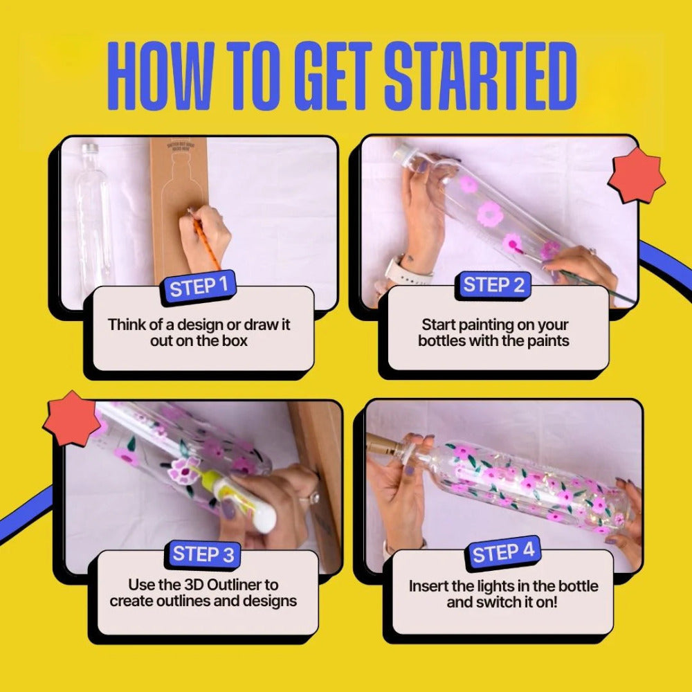 Kitsters DIY Painting Starter Pack: Mini Painting Kit, Light Bottle Painting Kit & Tote Bag Painting Kit