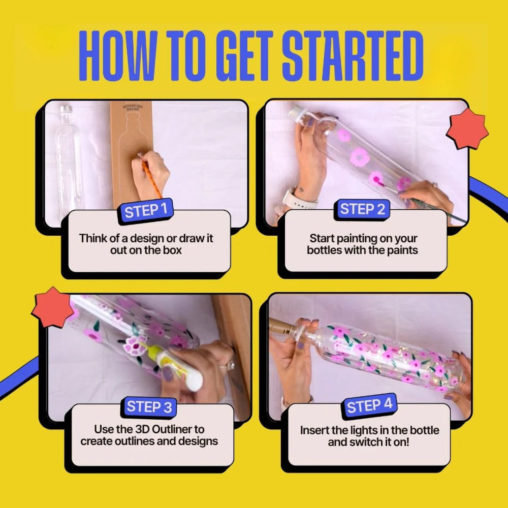 Kitsters DIY Painting Starter Pack: Mini Painting Kit, Light Bottle Painting Kit & Tote Bag Painting Kit