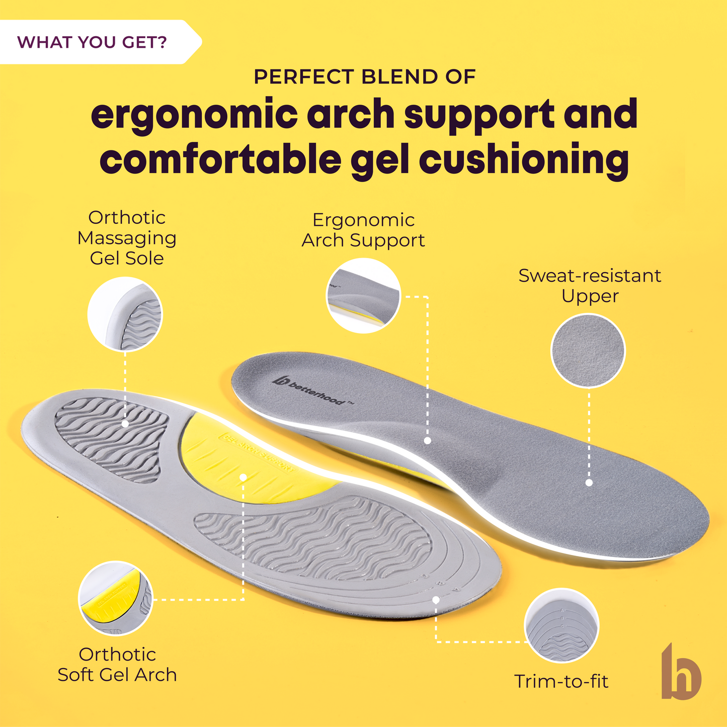 Betterhood Arch Support Insoles for Flat Feet