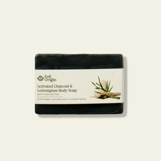 Soil Origin's ⁠⁠Activated Charcoal & Lemongrass Body Soap With Shea Butter