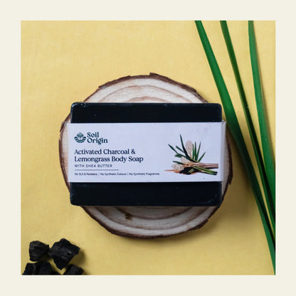 Soil Origin ⁠⁠Activated Charcoal & Lemongrass Body Soap With Shea Butter