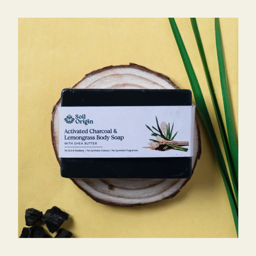 Soil Origin ⁠⁠Activated Charcoal & Lemongrass Body Soap With Shea Butter