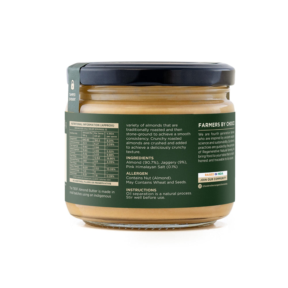 Two Brothers India Farms Almond Butter with Jaggery, Crunchy, Tasty and Healthy