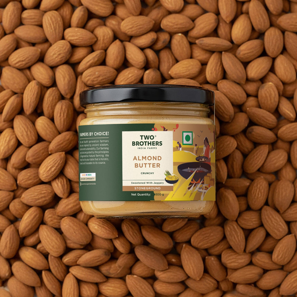 Two Brothers India Farms Almond Butter with Jaggery, Crunchy, Tasty and Healthy