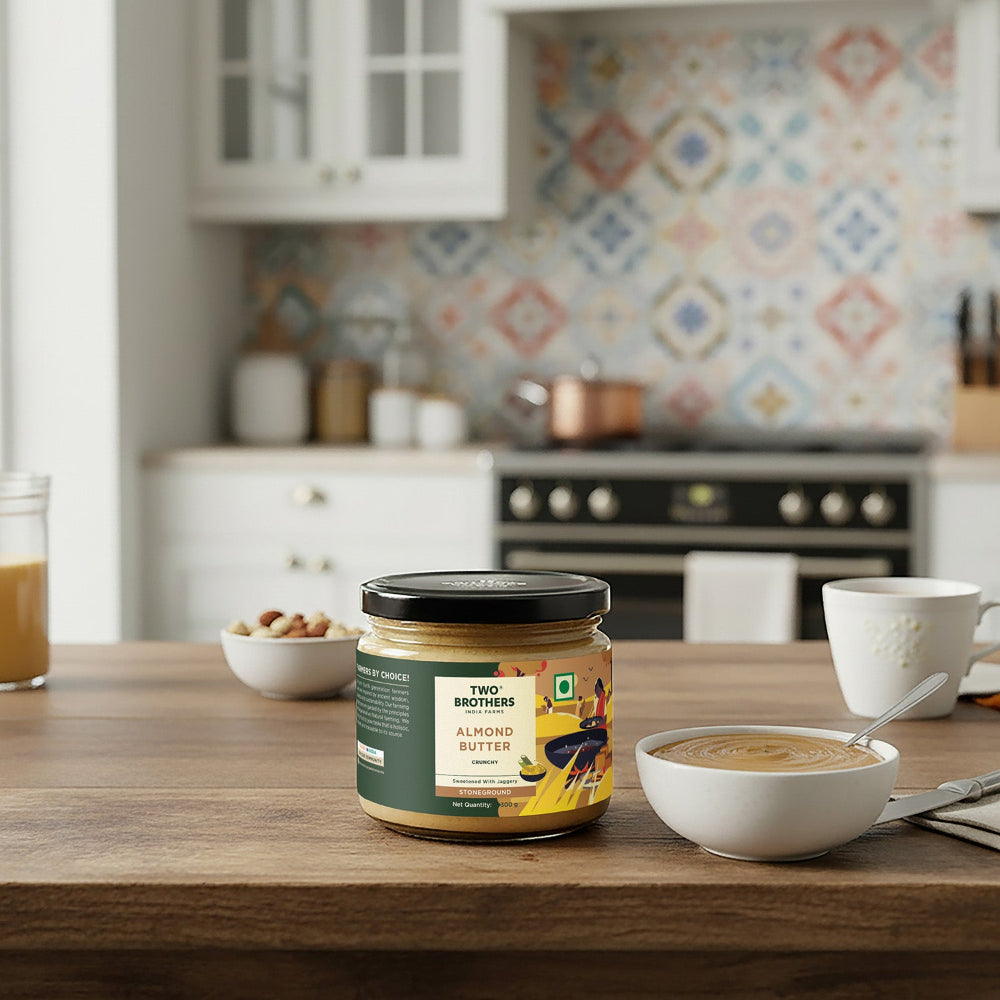 Two Brothers India Farms Almond Butter with Jaggery, Crunchy, Tasty and Healthy
