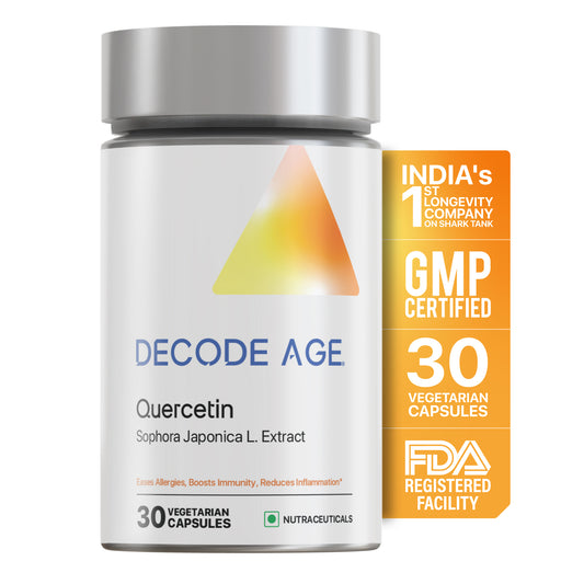 Decode Age Quercetin Supplement | Anti-Allergy Supplement | Supports Energy, Brain and Heart Health, and Immunity | 100mg, 30 Capsules, Vegan