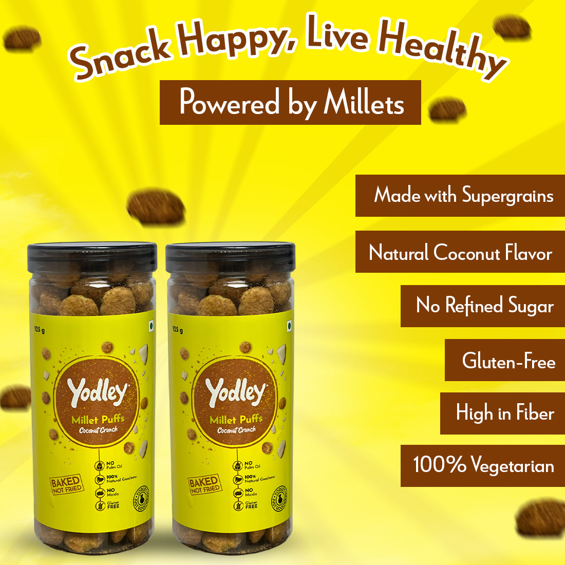 Yodley Millet Puff - Coconut Crunch (Jar)