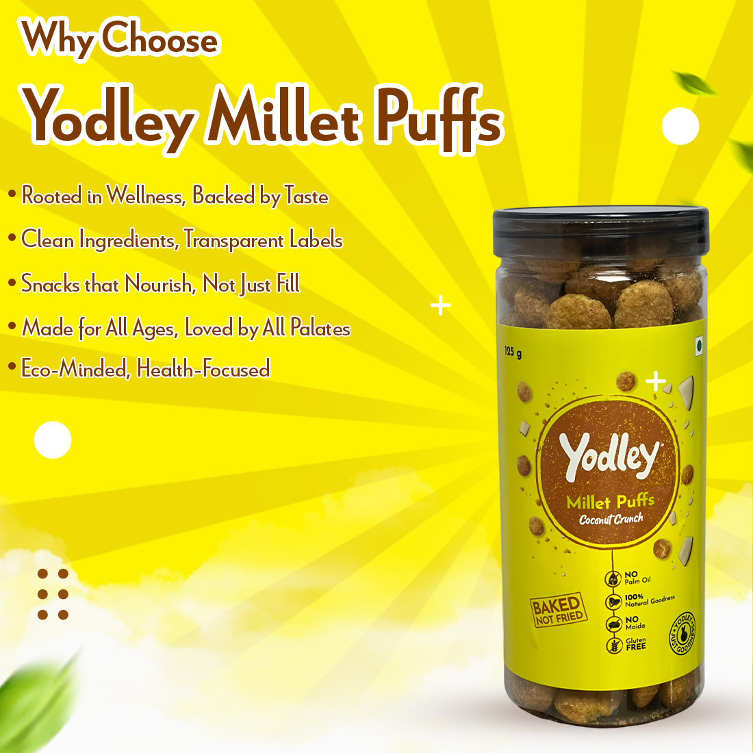 Yodley Millet Puff - Coconut Crunch (Jar)