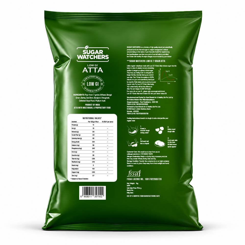 Sugar Watchers 7-Grains Low-GI Atta Diabetic Friendly Atta - Multigrain Atta