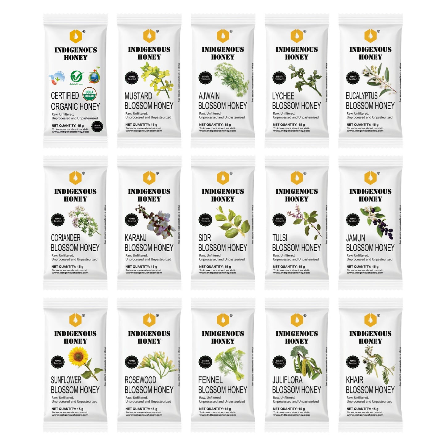 Indigenious Honey - 15 Assorted Sachets