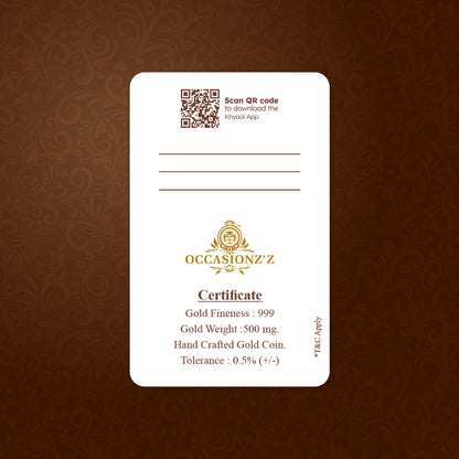 Khyaal Divine Collection-0.5 gms 24KT Gold Shree Ram with Laxmanji, Mata Sita and Hanumanji Foil Coin