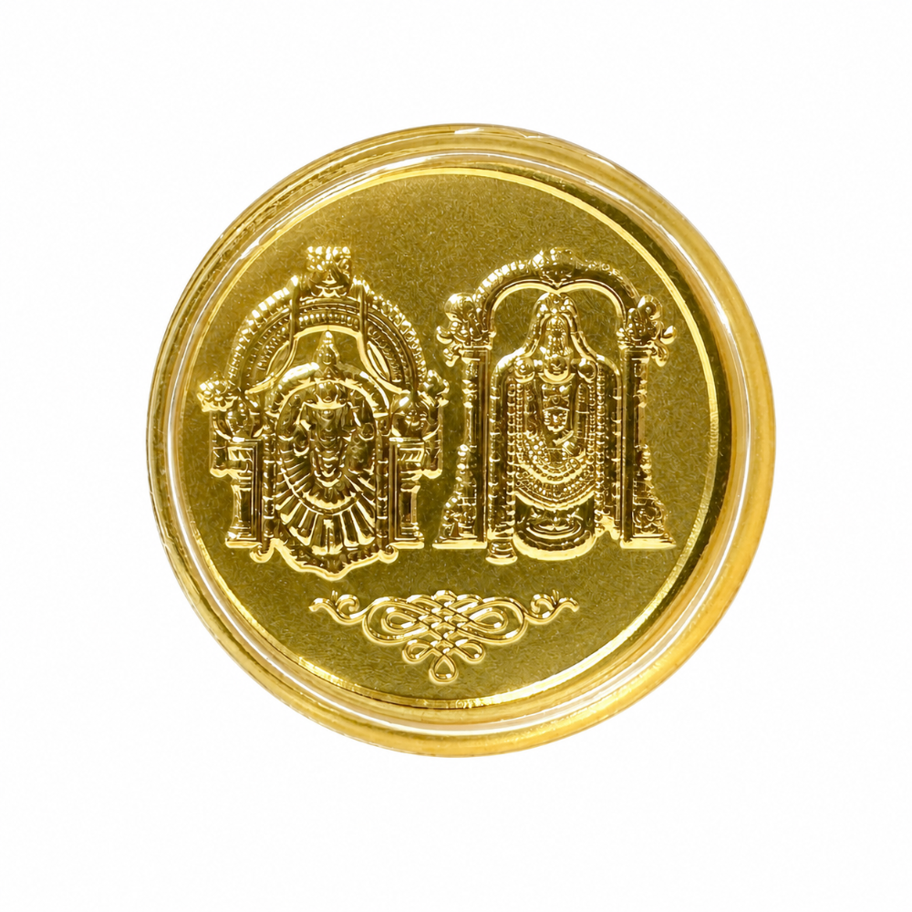 Khyaal Divine Collection-0.5 gms 24KT Gold Lord Tirupati Balaji with Goddess Padmavathi Foil Coin