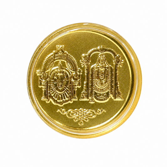 Khyaal Divine Collection-0.5 gms 24KT Gold Lord Tirupati Balaji with Goddess Padmavathi Foil Coin