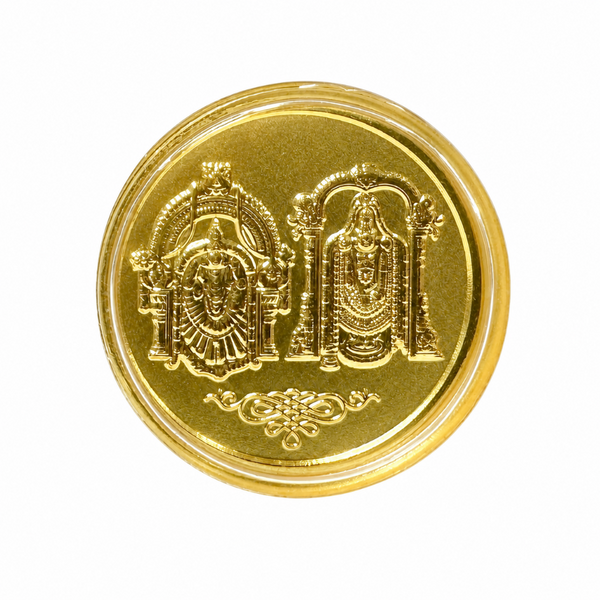 Khyaal Divine Collection-0.5 gms 24KT Gold Lord Tirupati Balaji with Goddess Padmavathi Foil Coin
