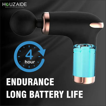 Houzaide Shakti Pro Deep Tissue Massage Gun, 6 Speed Levels, 12MM Amplitude, 4 Massage Heads, 3600 Percussions/Minute (HA811M)