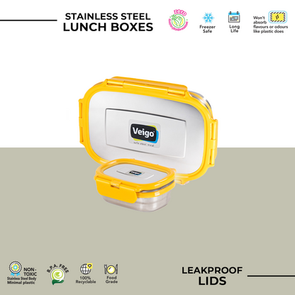 Veigo Jumbo Stainless Steel Lunch Box with Veg Box