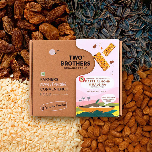 Two Brothers Organic Farms Dates Almond & Rajgira Nutri-bar Pack - 9 bars