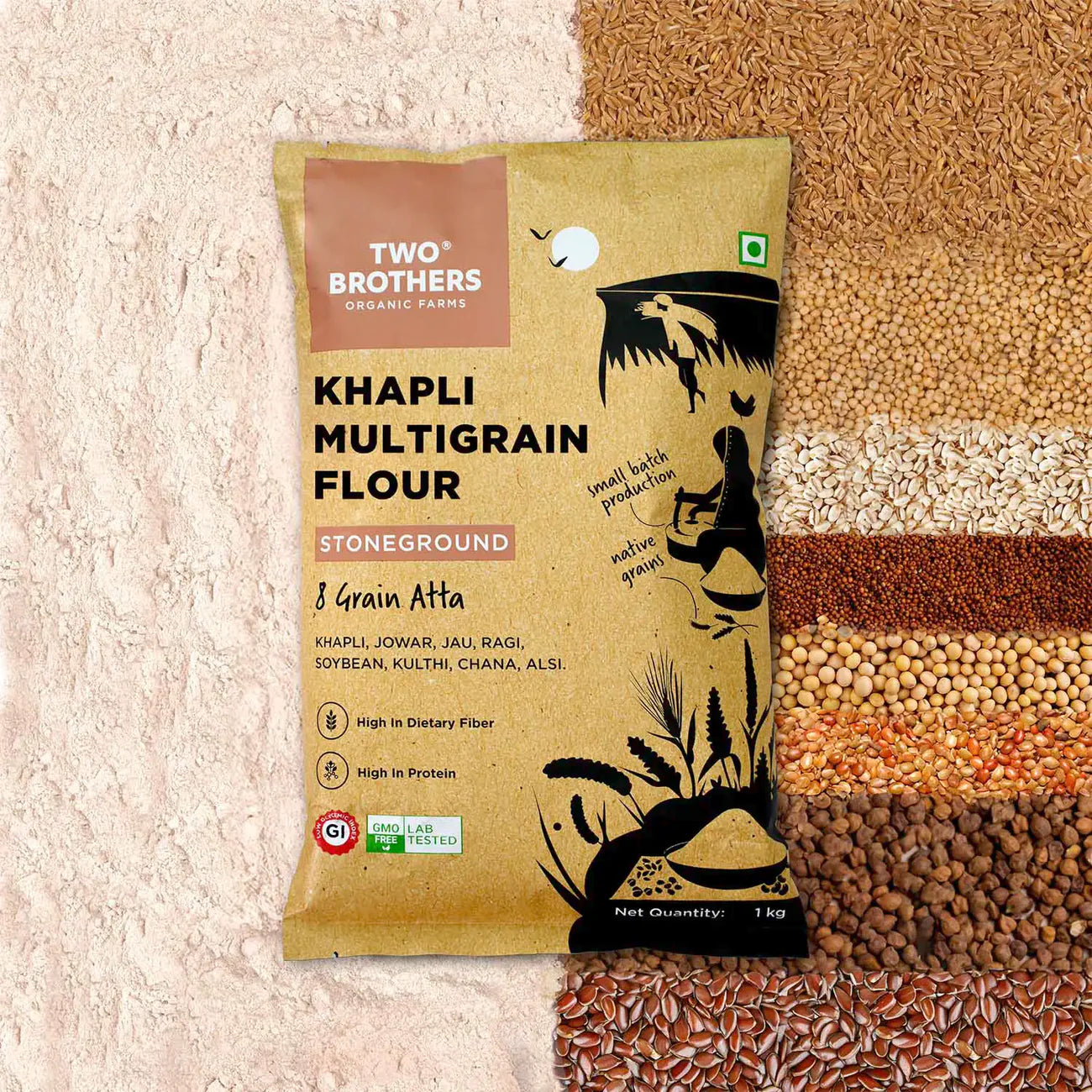 Two Brothers Organic Farms Khapli Multigrain Atta - 5Kg